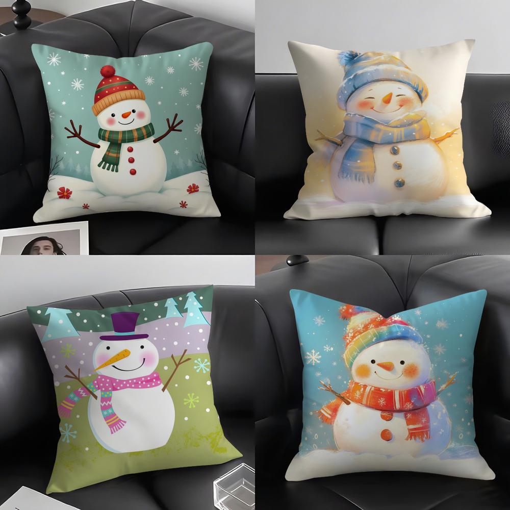 Snowman Cute Cushion Cover Pillowcase Ultra Soft Skin Friendly Fabric Cloud Like Comfort  Concealed Zipper