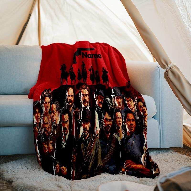 Personalized Custom Name Blanket - Red Dead Redemption Print Design,Blanket for Sofa,Bed,Travel,Camping - Soft and Warm, Great Gift