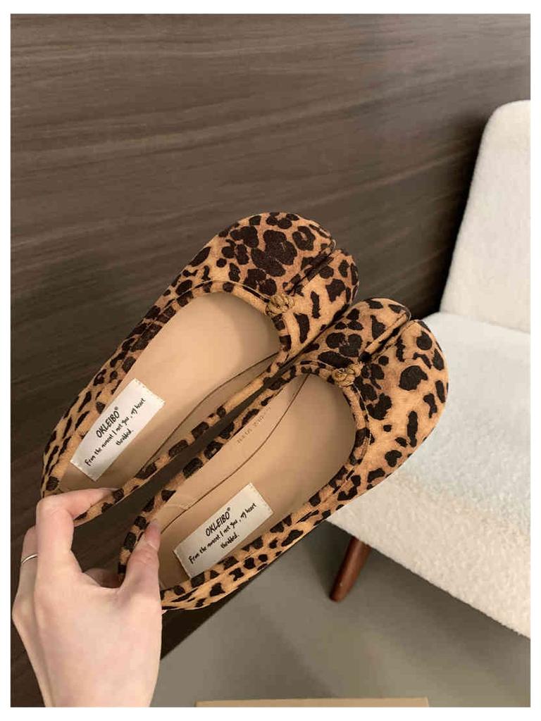 Women Flats Tabi Ninja Shoes Fashion Split Toe Ballet Leopard Print Shoe Comfy Flat Ballerina Soft Moccasins Casual Loafer Mujer