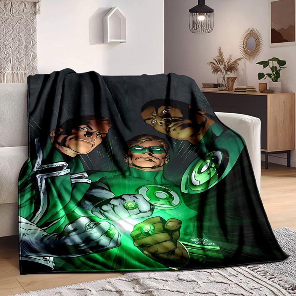 1pc Green Lantern Flannel Throw Blanket Soft, Warm & Cozy for Couch, Bed, Office, and Travel Versatile All Season Gift, Christmas Present