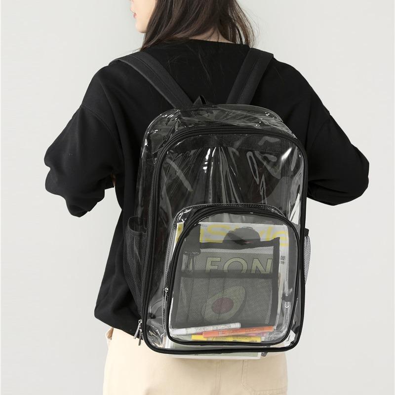 School bag PVC transparent backpack for women, 1011 large capacity backpack for men, fashionable personalized backpack, fully transparent