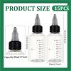 BENECREAT 15 Pack 50ml Transparent Plastic Dispensing Bottle with Twist Cap and Graduated Measurement for Liquids, Inks, Oils, Arts and Crafts