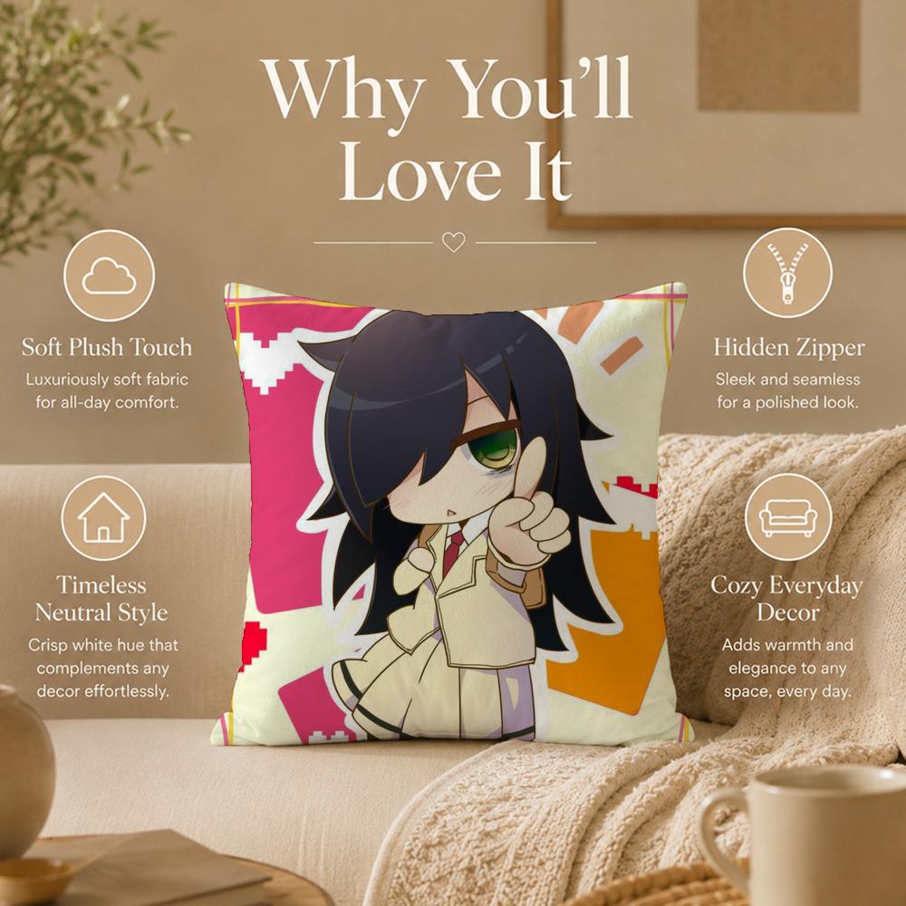 Anime T-Tomoko KurokiS Cushion Cover Double-Sided Printed Pillow Cover Hypoallergenic Dust-Mite Proof