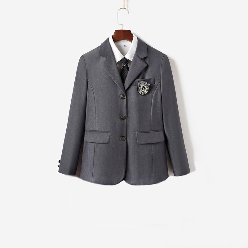 JK Uniform Three-Button School Blazer & Pleated Skirt Set
