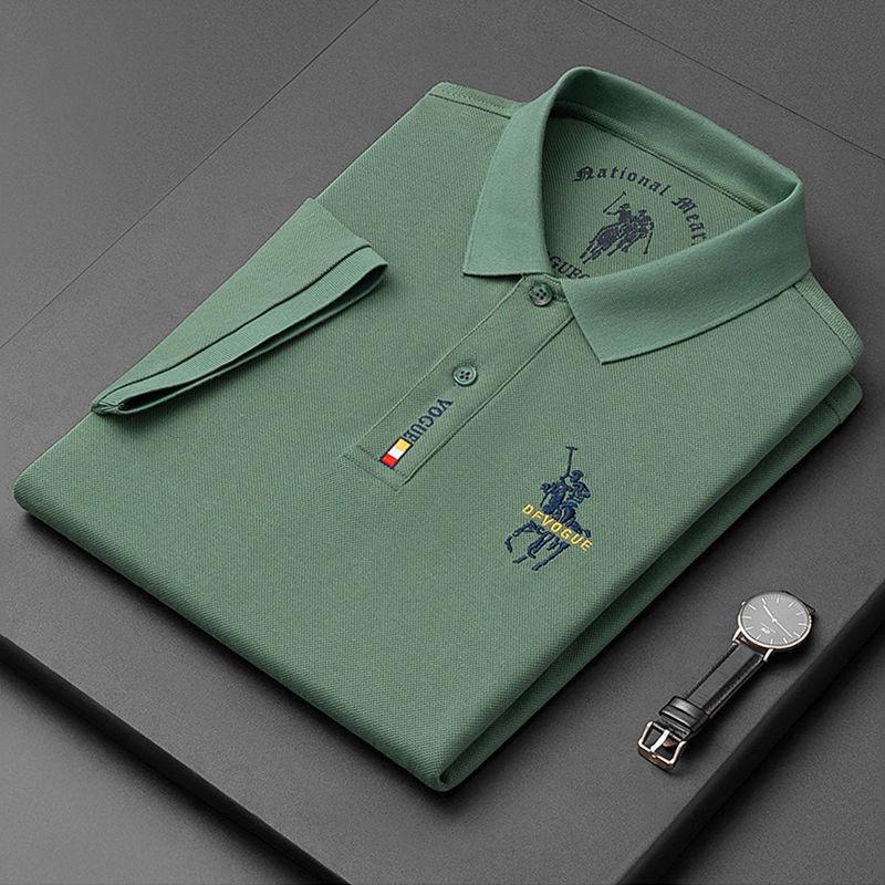 Short Sleeve T-Shirt Men'S Polo Shirt Medium Men'S Casual Solid Color Embroidered Lapel Polo