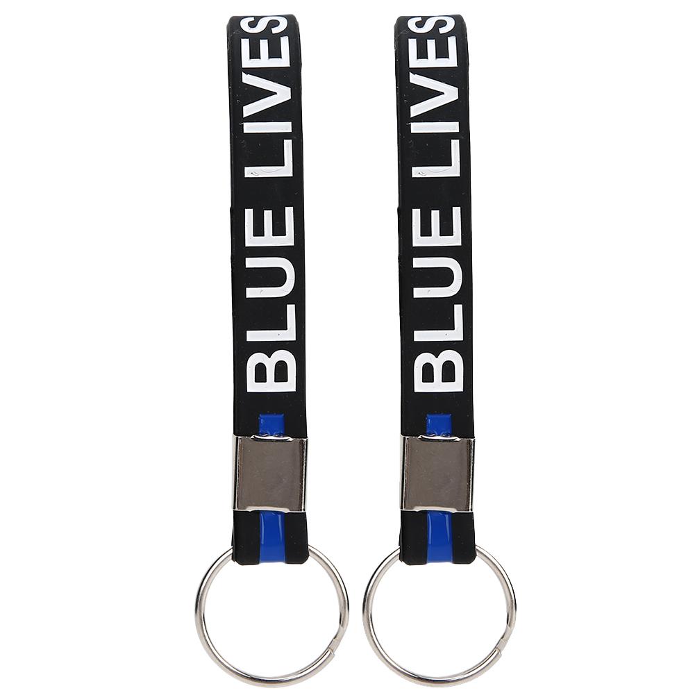 

2pcs Key Chain Key Ring Silicone Unisex Bracelet Wristbands with Special Letter for Women MenBLUE