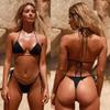 Stylish Split Swimsuit: Sexy Light 11, European & American Thin Strap Tie-Up, Cross-Border Solid Color Bikini