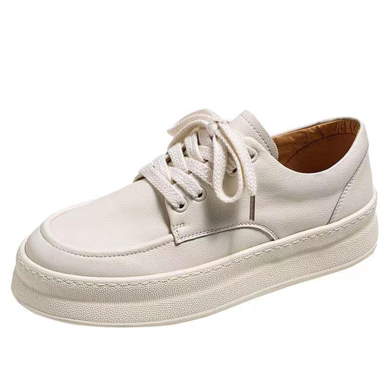Little white shoes men's new trendy versatile leather shoes summer breathable thick-soled casual board shoes men's trendy shoes