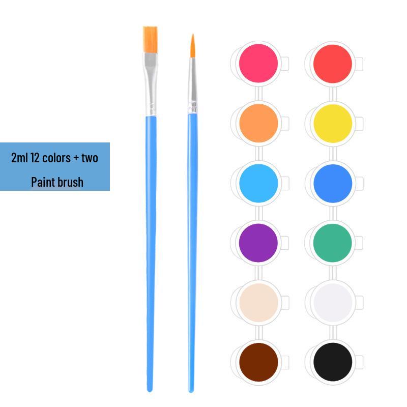 Set de 12 culori de vopsea acrilică pentru copii pentru artă studențească: 6-Pan & 8-Pan cu Benzi de Vopsea pentru Păpuși de Ipsos