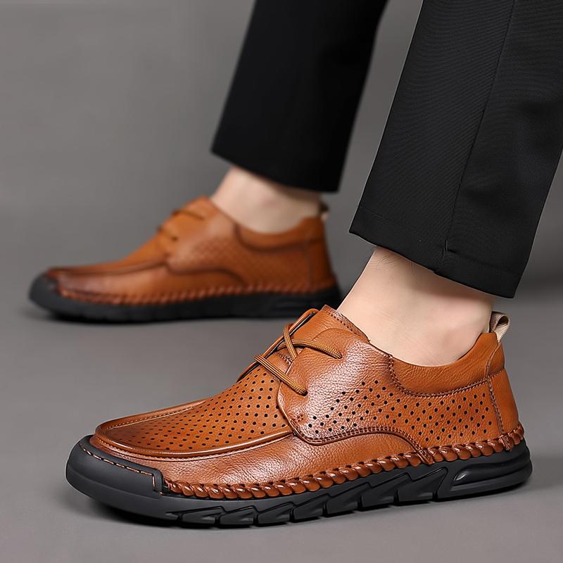 Fashion Summer High Quality Men's Punching Breathable Leisure Fashion Brand Men Outdoor Comfortable Driving Soft Non Slip Oxford Shoes