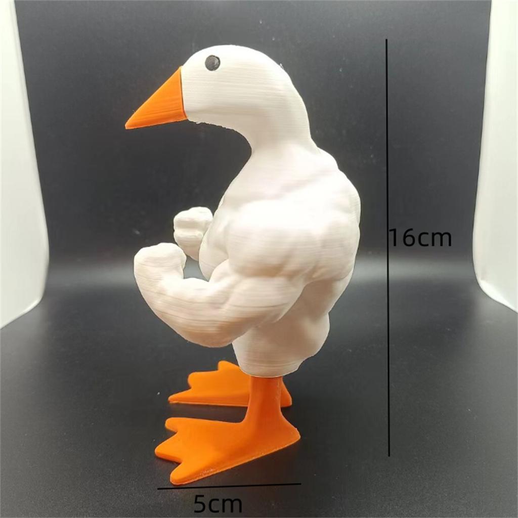 Fun Muscular Duck Statue Ornament Buff Duck Figurine Magnetic Goose Duck Keychain Tool Holder Desktop Organizer Funny Prank Gift
