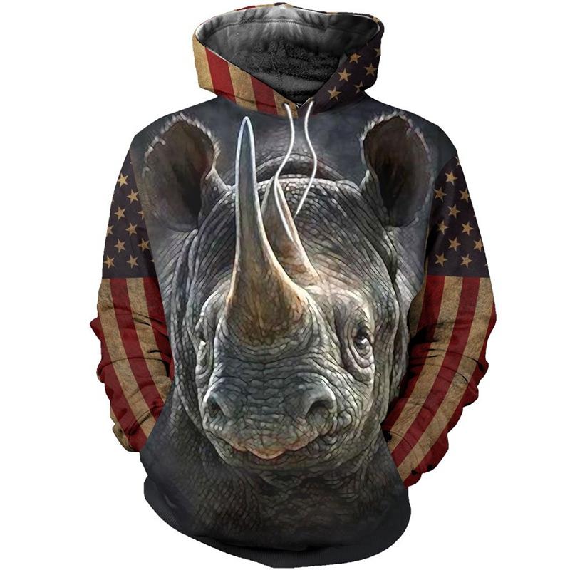Sanglier rhinocéros chien chasse lapin impression 3D hommes sweat à capuche chasse chasseur sweats décontracté Hip Hop printemps automne vêtements