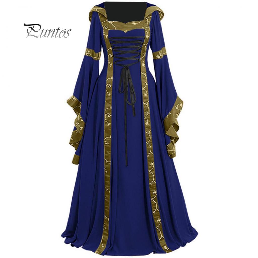 Robe Gothique Médiévale Femme - Corset, Dentelle, Manches Trompette - Déguisement Halloween Ou Cosplay - Taille S à XXXXXL