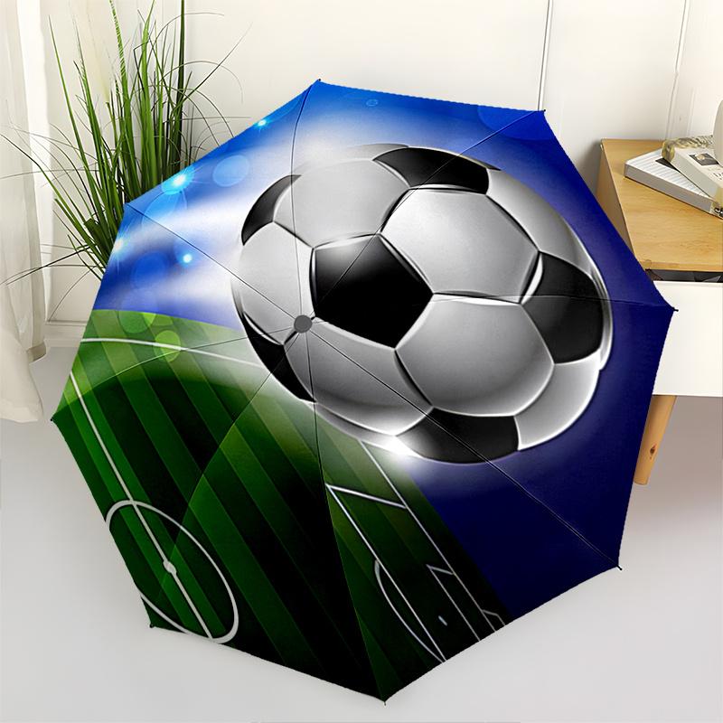 

Soccer Automatic Folding Umbrella 8 Ribs Lightweight Design, Durable Iron Frame, Compact and Portable, Ideal Birthday or Christmas Gift, B