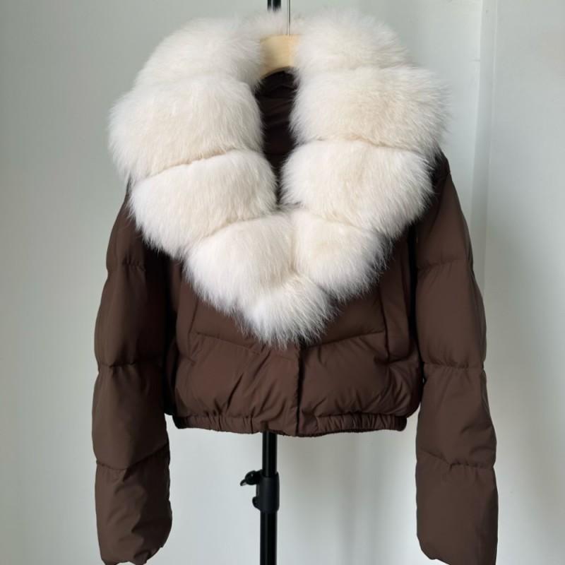 Womens Short Warm Puffer Coat With Real Fox Fur Collar Lightweight Down Jacket Winter Urban Commute