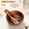 Teak & Acacia Wood Salad Bowl Set with Spoon and Hook