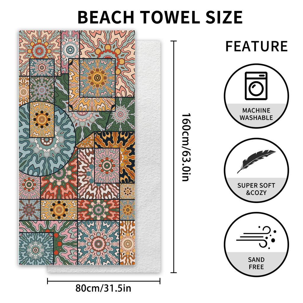 Adult Printed Double-sided Velvet Beach Towel Quick-drying Sports Towel Microfiber Beach Towel Water Absorption