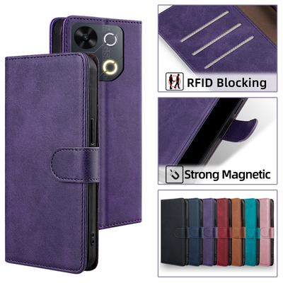 Pour Itel P65 Housse à rabat avec blocage RFID Étui portefeuille en cuir antichoc pour Itel A50C A50 4G P65 Fentes pour cartes Étui Coque