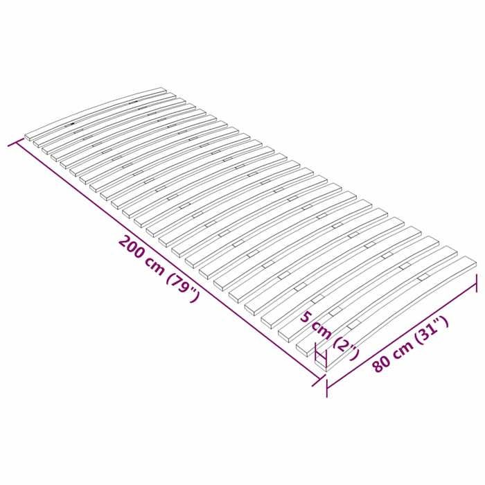 VidaXL Latte de rechange pour sommier avec 24 Lattes Base de Lit Cadre de Lit Support de Lit de Jour Chambre à Coucher 340076