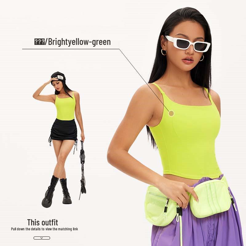 

Women s Versatile Sexy Sports Camisole with Chest Pads - Nude, Basic Outerwear Yoga Top Small