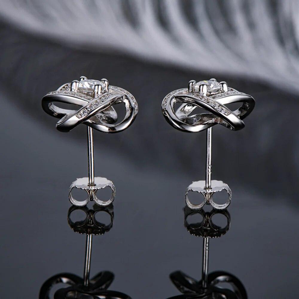 Moissanite Four Leaf Clover Studs Earrings for Women 925 Sterling Silver D Color Pass Test Diamond Wedding Party Jewelry