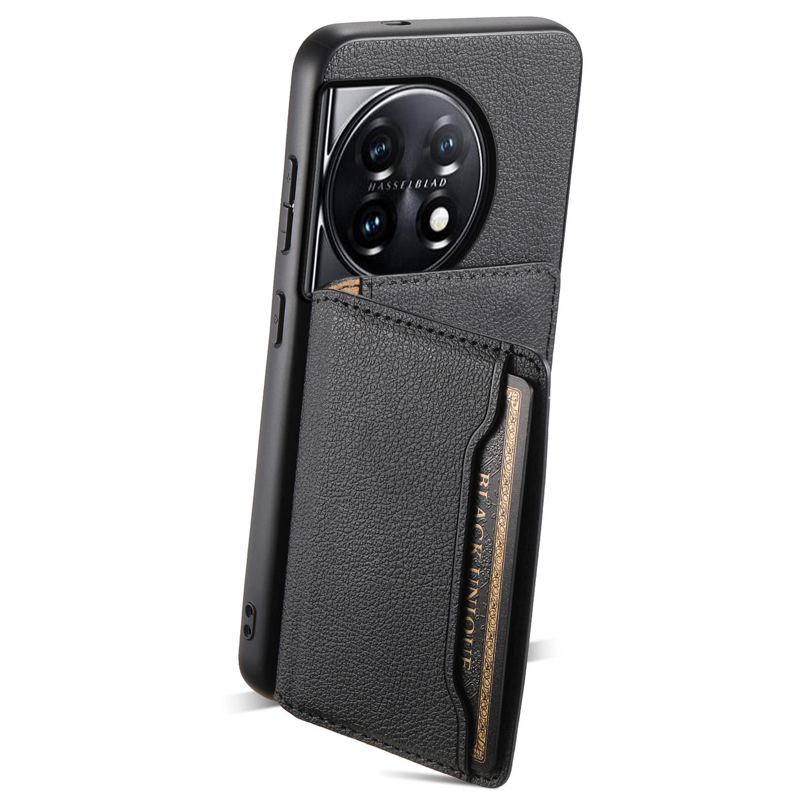 

For OnePlus 11 5G Case PU Leather Coated PC+TPU Protective Phone Cover Black