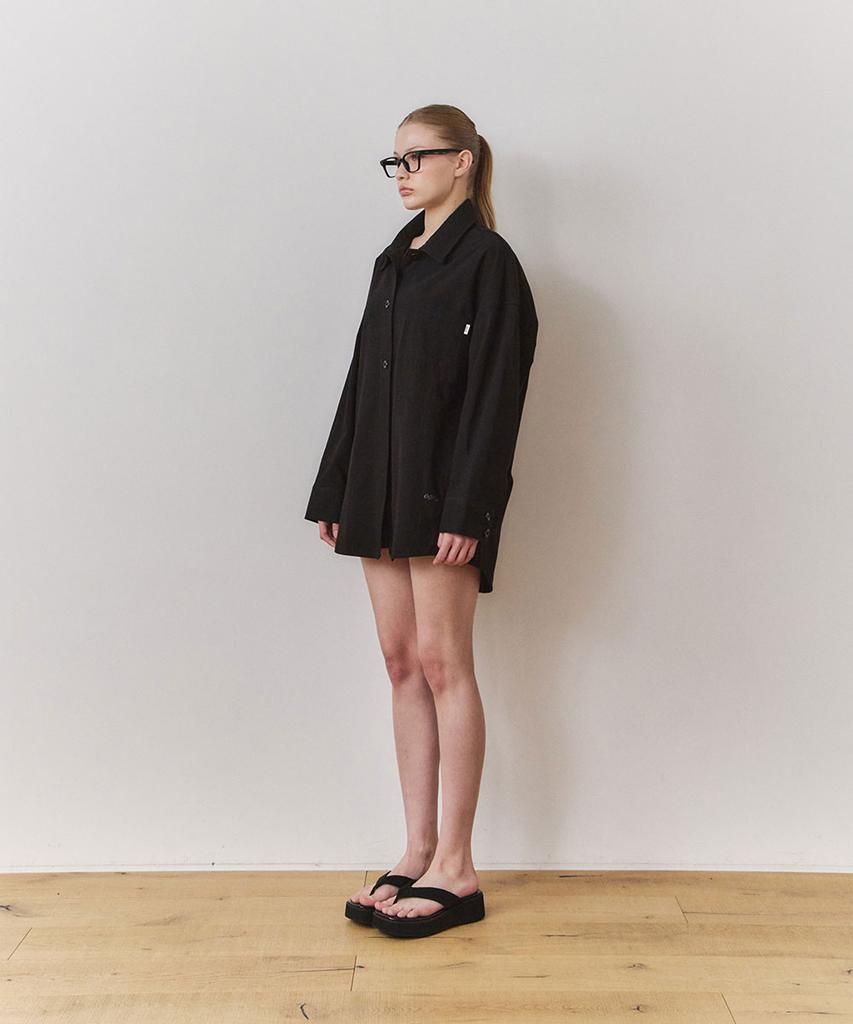 Une Everyday Cotton Pocket Shirt_Black