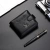 New men's leather wallet multi-card position horizontal wallet durable two-fold snap-button short change bag