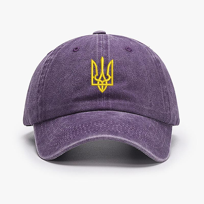 Embroidery Ukraine Trident Symbol Cotton Washed Fashion Sports Baseball Cap Adjstable Hip Hop Urban Street Style Dad Hat Visor Protection Snapback