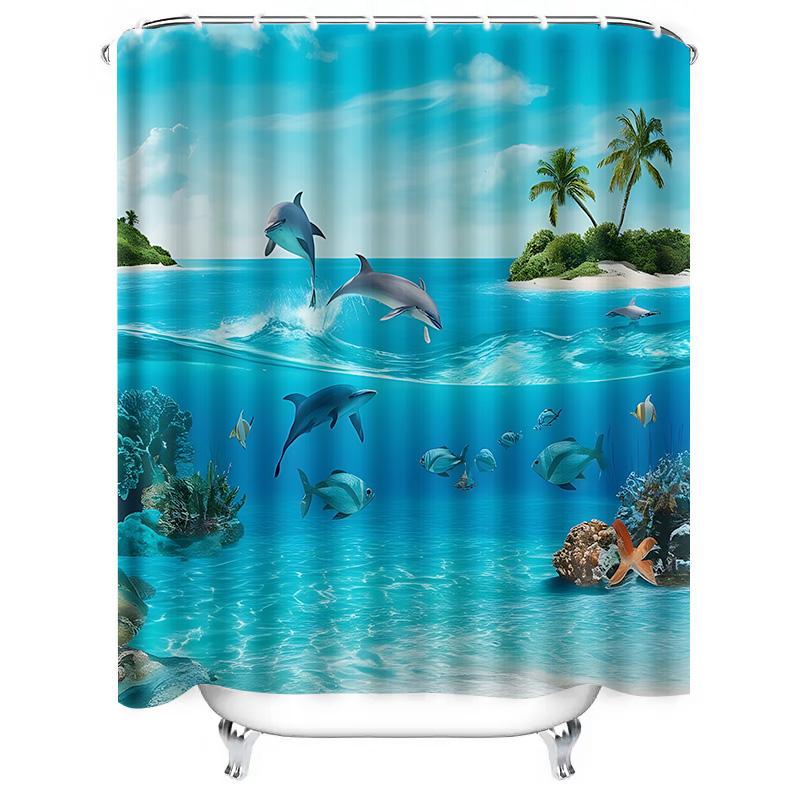 

Waterproof Fabric Shower Set With Hooks Enhance Bathroom Decor Elegance Easy To Install And Maintain Complimentary Hook W60H190(CM)-1 Pcs