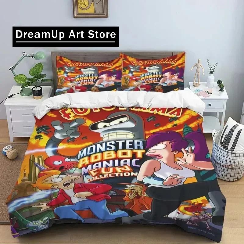 F-Futurama Poster Sheets Quilt Covers Bedding Dormitory Sheets Three-piece Bedding Set Three-piece Soft Warm Bedding Set