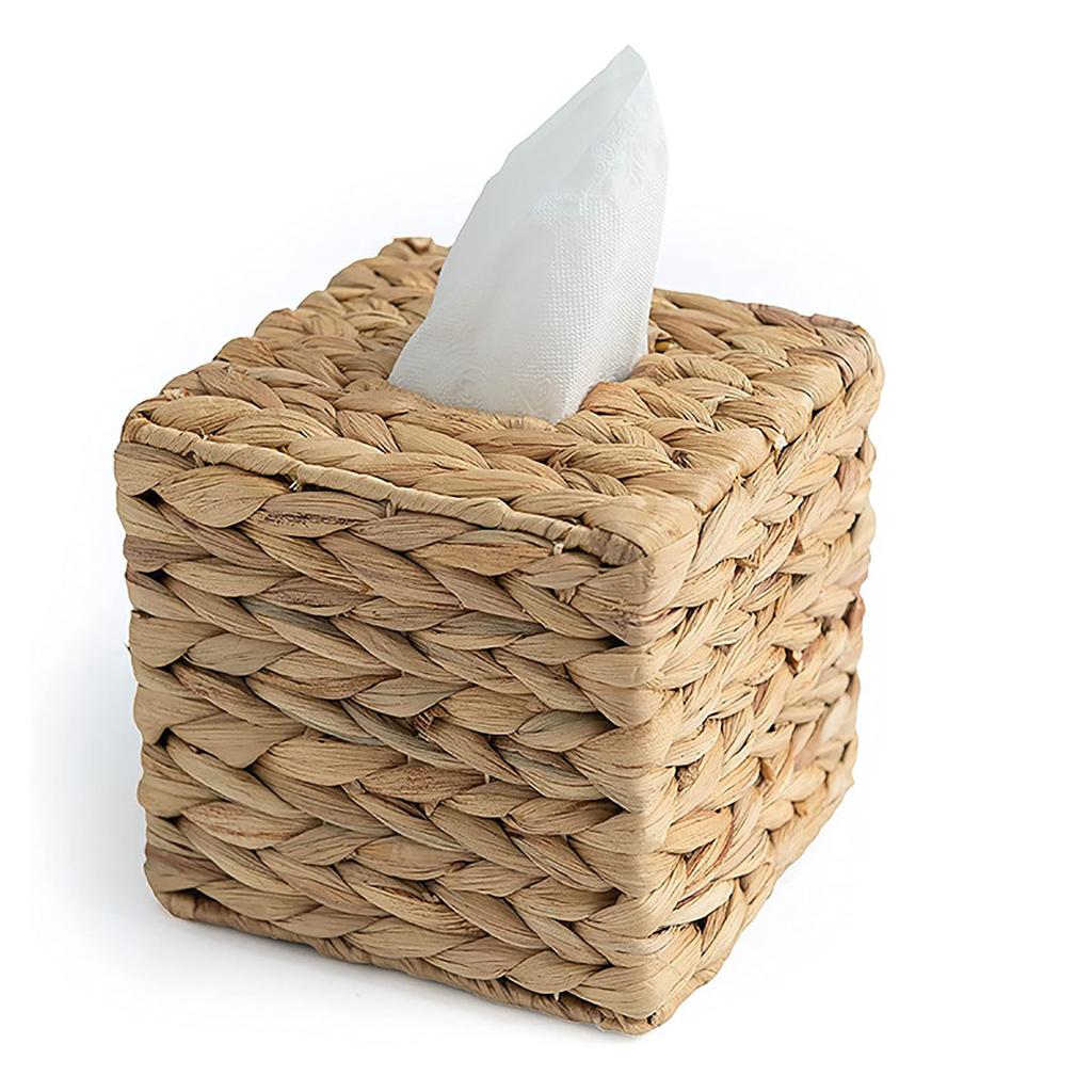 1PC Hand-woven Straw Tissue Box Water Gourd Napkin Cover for Bathroom Kitchen Openwork Household Toilet Sundries Square Storages