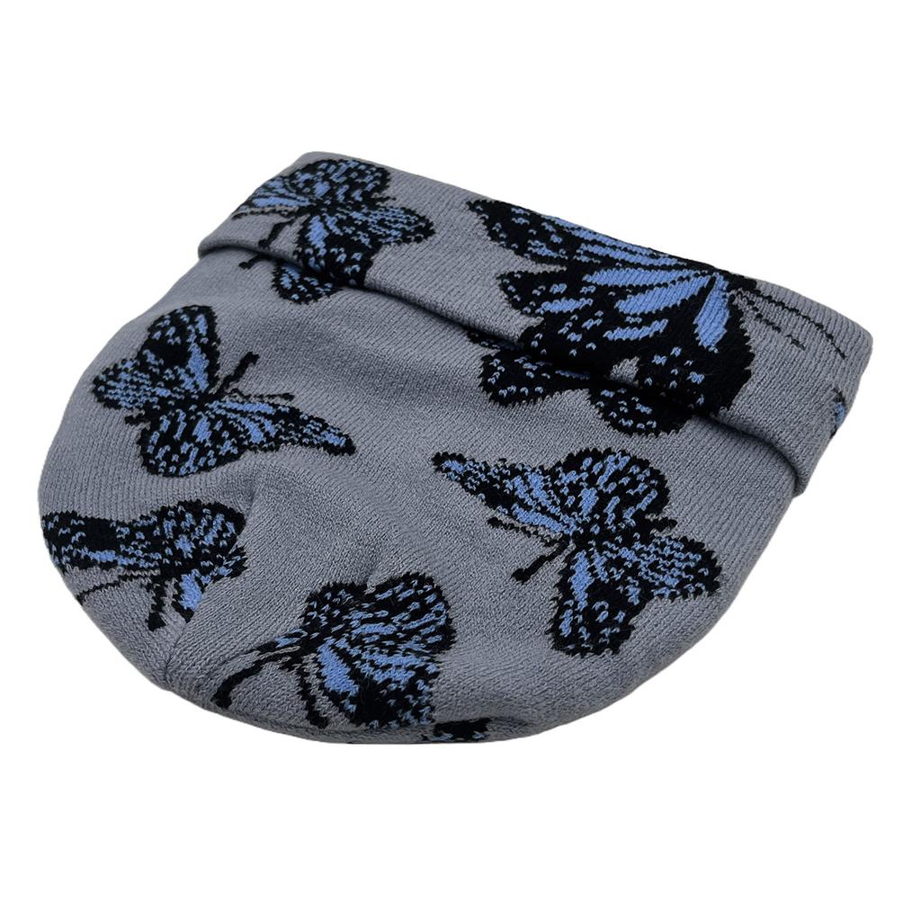 Butterfly pattern knitted hat men's and women's jacquard hat popular hat hip-hop hat alphabet hat trend street