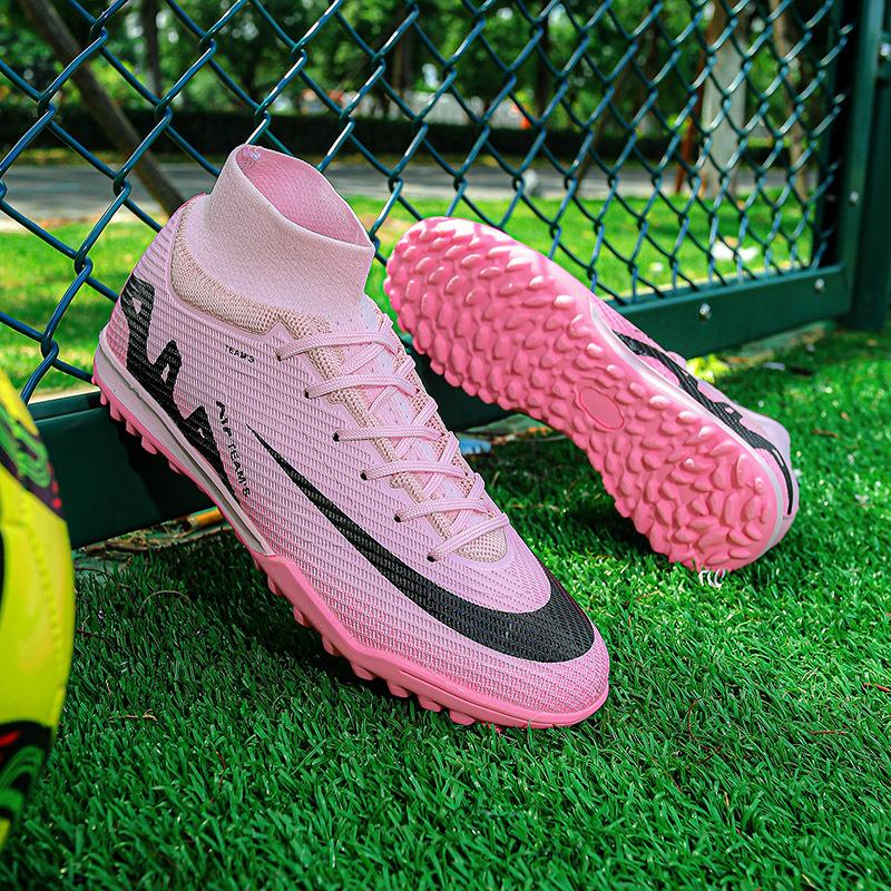 Foreign trade high-top football shoes men's and women's TF knitted mesh sports AG sneakers special training shoes for sports competitions