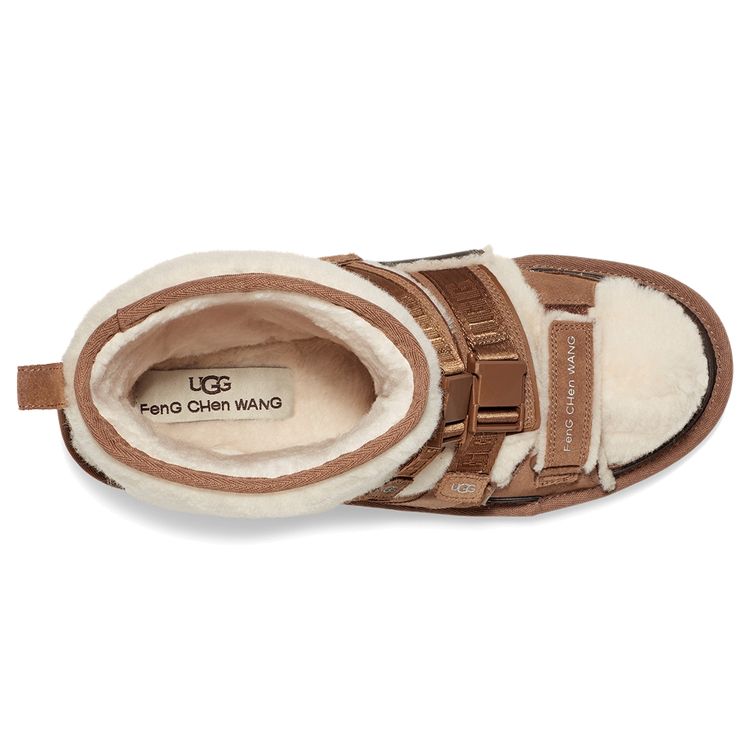 Feng Chen Wang X UGG Sandal One Strap Buckle Open Toe Fashion Slide Women Sandals Chestnut-Brown 1125206-CHE