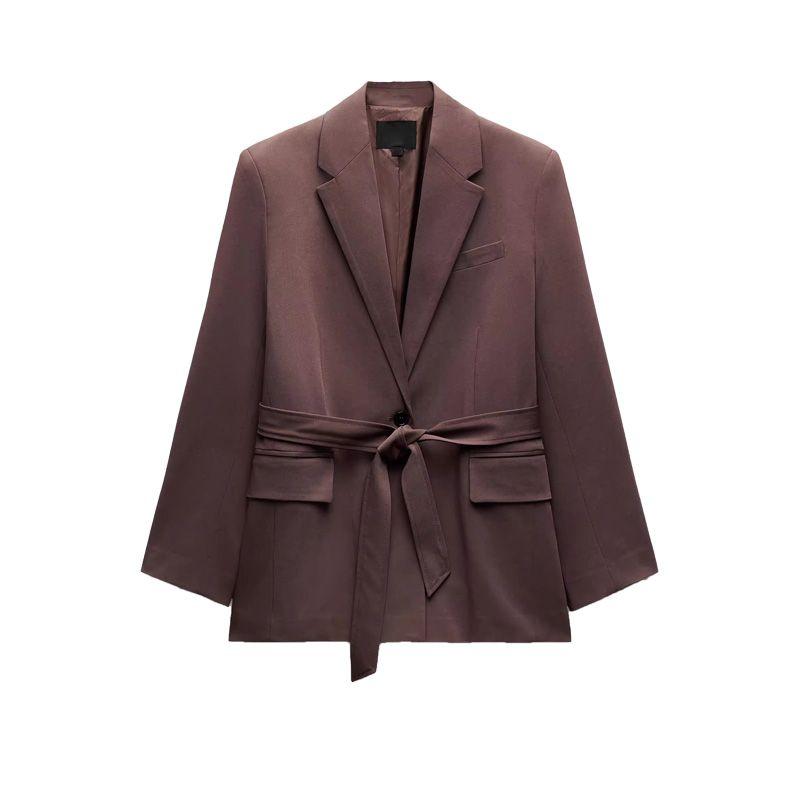 With Belt Straight-leg Long Sleeves Casual Suit Jacket 1255791 Waist Temperament Leisure Pants 5030401