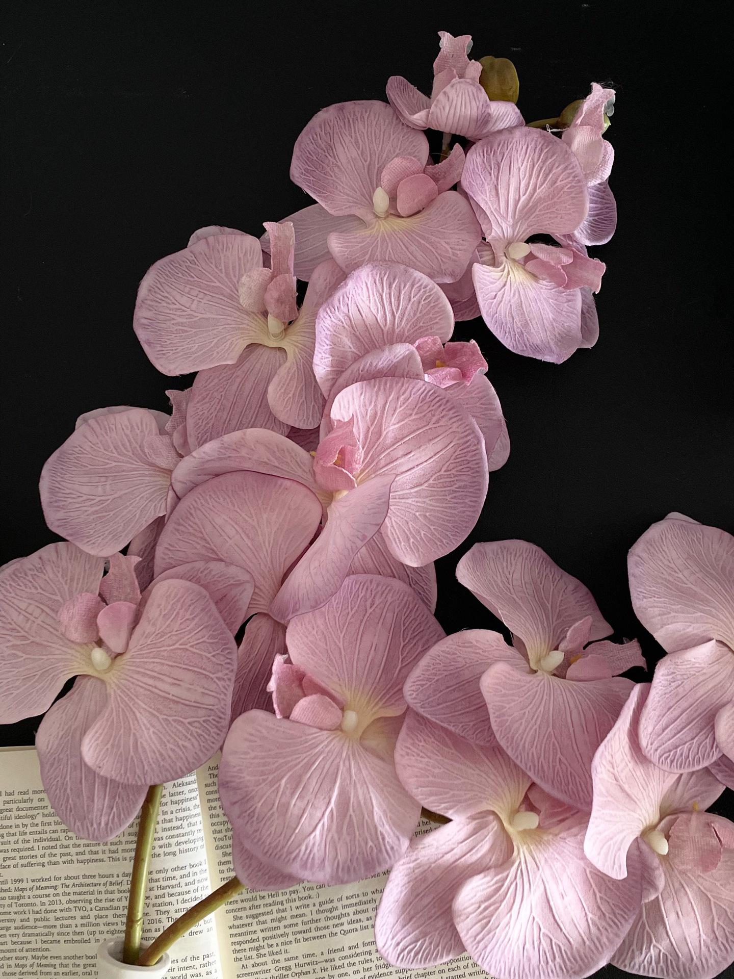 

Mid-Century Chinese Style Phalaenopsis Artificial Flowers with High-End Vase for Living Room Decoration