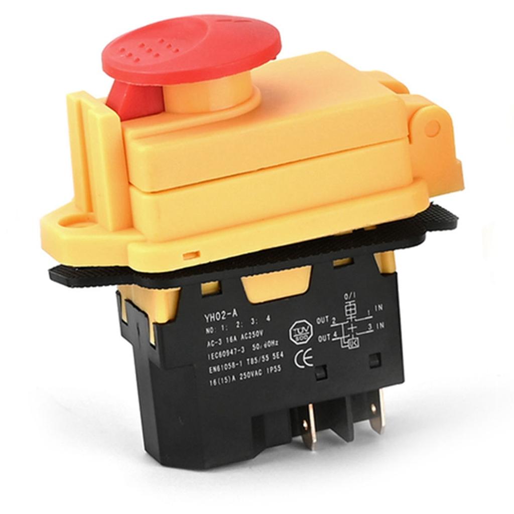 YH02-A Electromagnetic Switch 250V 16A 4PIN Start Push Button for Machine Tool Equipment Waterproof