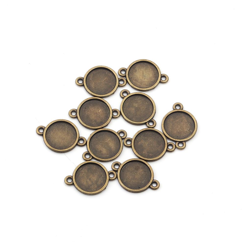 10pcs 8/10/12/14/16/18/20/25mm Round Cabochon Base Double Hole Blank Bezel Trays For Jewelry Making DIY Necklace Accessories