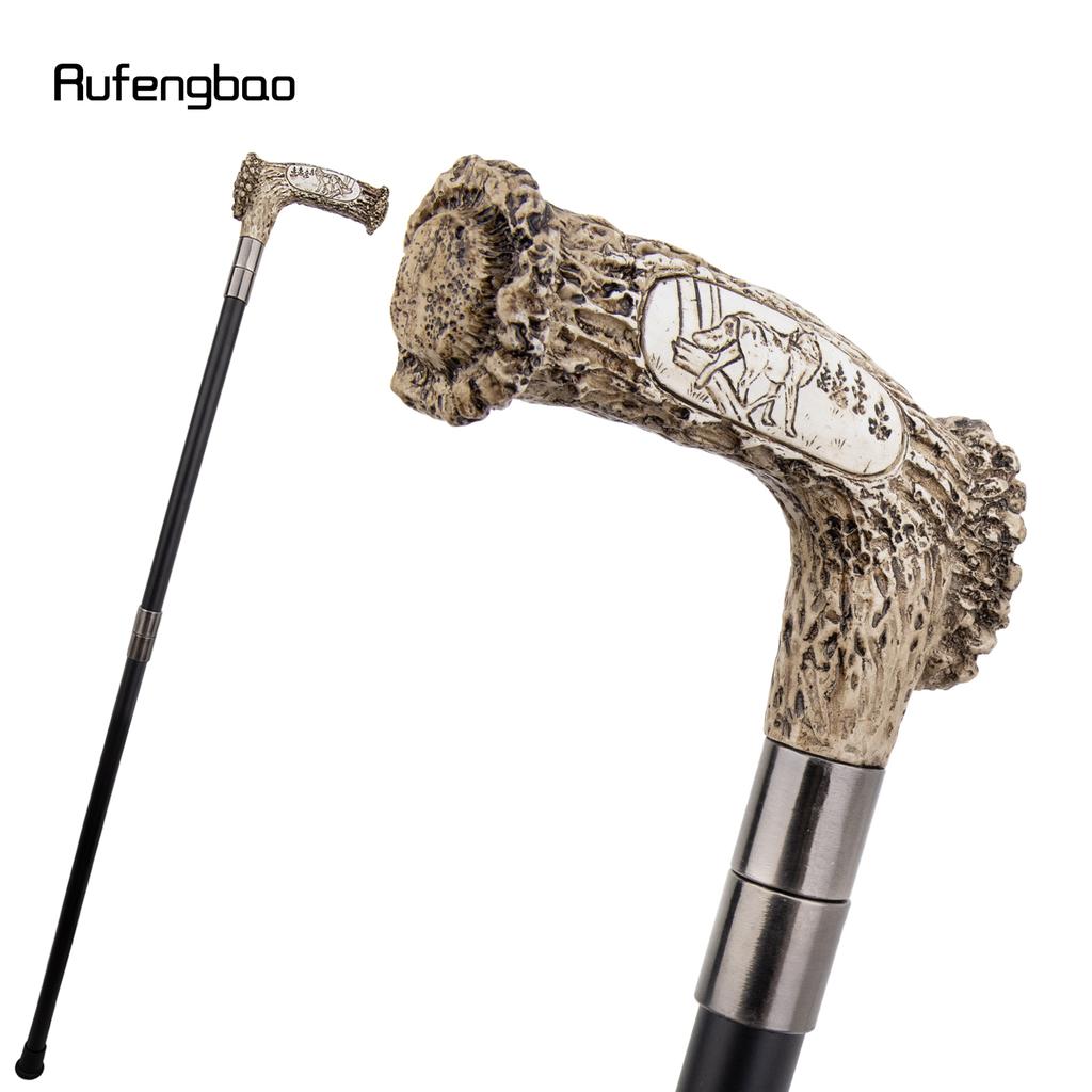 Silver Resin Wolf Tree Root Head Walking Cane Fashion Decorative Steel Stick Gentleman Elegant Cosplay Cane Knob Crosier 94cm
