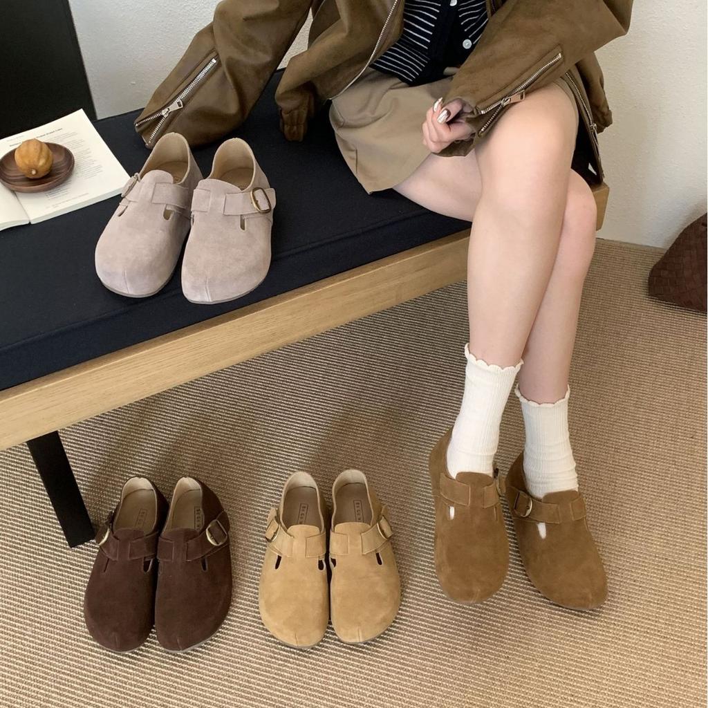 2025 new matte leather thick-soled heightening belt buckle Boken Love casual women's shoes