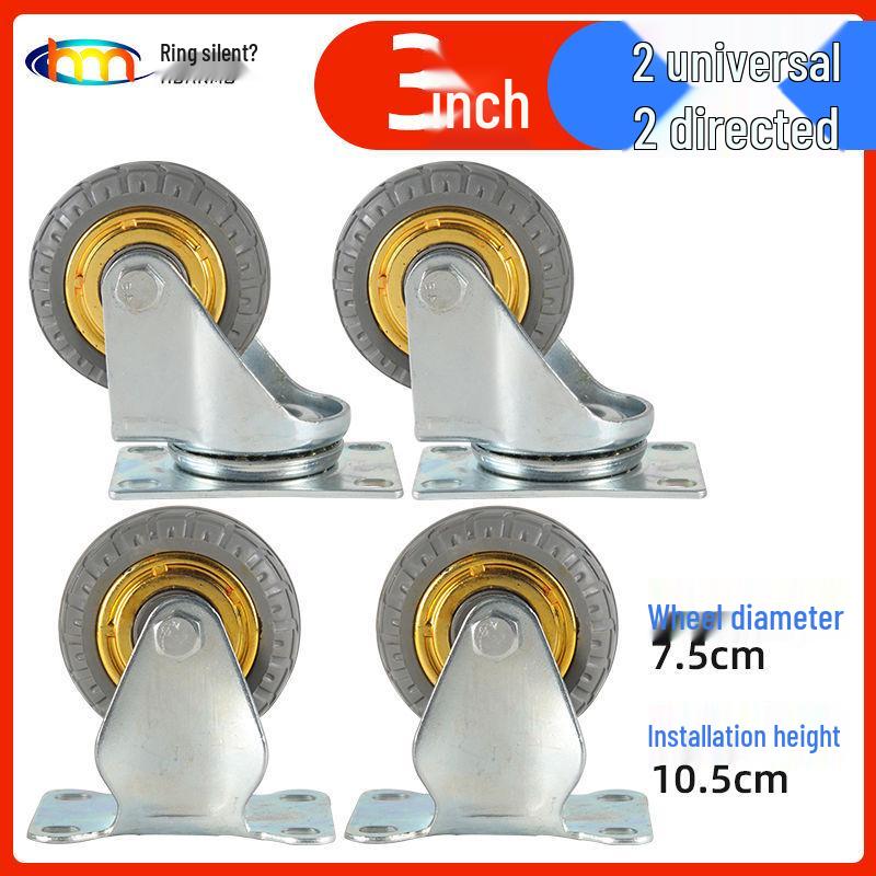 Schwerlast-Gummi-Lenkrollen mit Bremse - Doppelt gelagert, Größen 3/4/5 Zoll