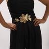 Adjustable Metal Flower Waist Chain Vintage Exaggerated Belt Golden Tulip Belt  Bag Decoration