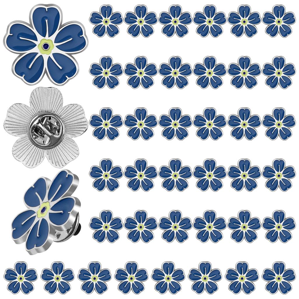 Forget Me Not Pin Badge Memorial Pins Bulk Celebration Of Life Funeral Favors Alzheimer'S Dementia Forget Me Not Flower Lapel Pi