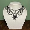 Goth Halloween Necklace For Women Bat Cross Heart Red Crystal Pendant Clavicle Chain Halloween Party Jewelry Gift
