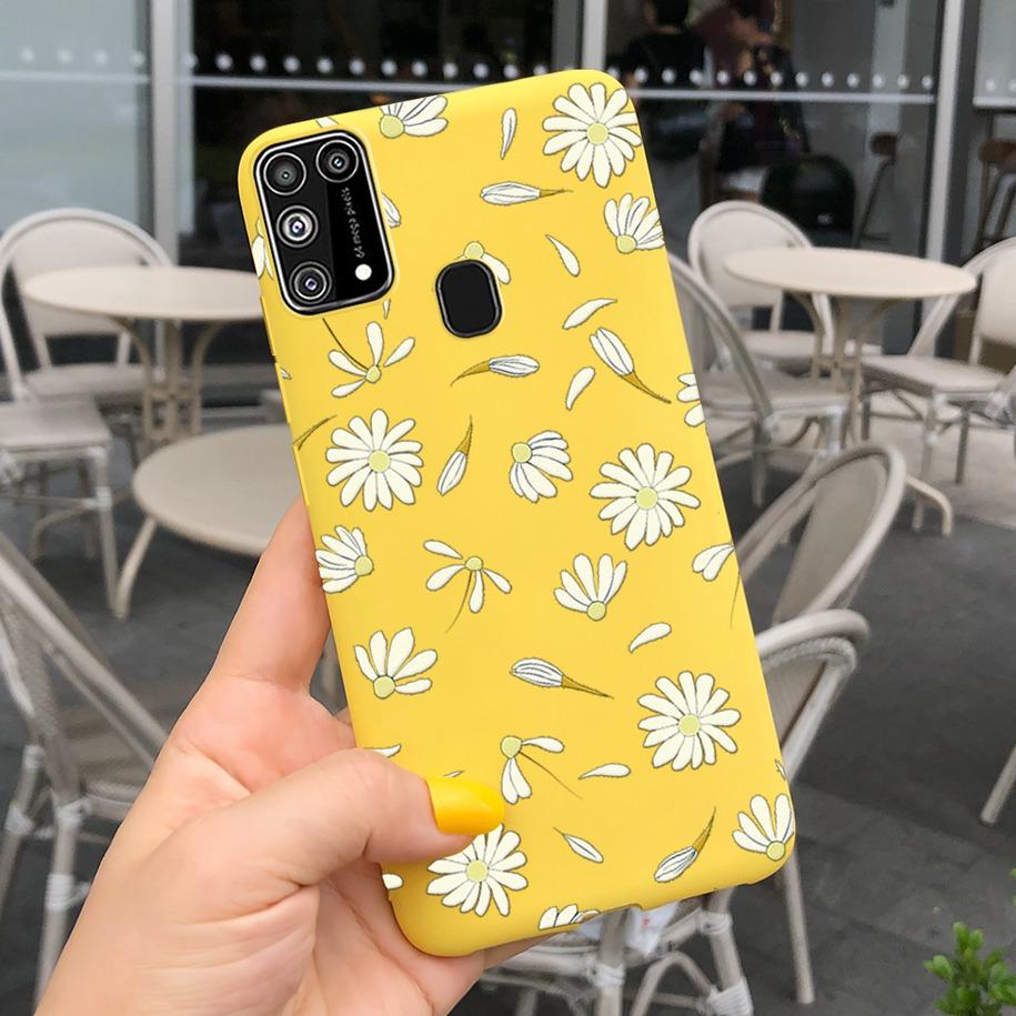 Silikonový kryt Pro Samsung M31 M 31 Obal Čerstvá květina Pírko Nárazuvzdorný kryt telefonu Pro Samsung Galaxy M31s M31 s M315 M317 Etui