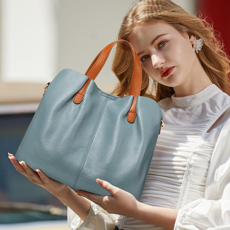 The first layer of cowhide niche tote bag, high-end leather versatile work commuter women's handbag