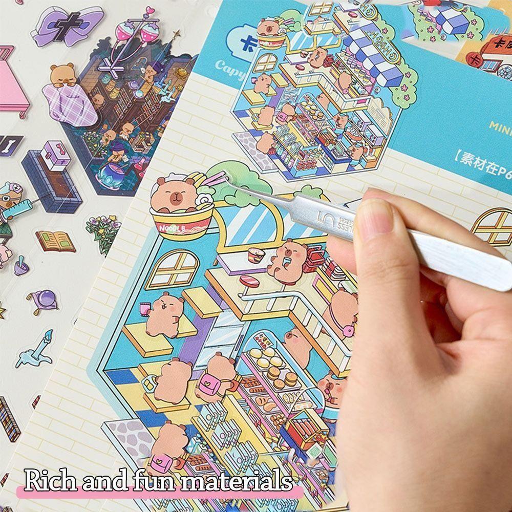 3D Miniature Scene Stickers 20 Sences Cartoon Landscape Sticker Collection Stacking Pasting Pasting Scene Stickers Scrapbooking