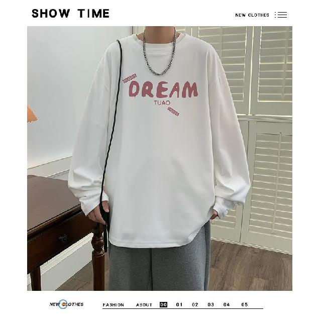 Printed Autumn Winter Sweater Men's Spring and Autumn 2024 Korean New Round Neck Loose Top Chic Hong Kong Style Trendy