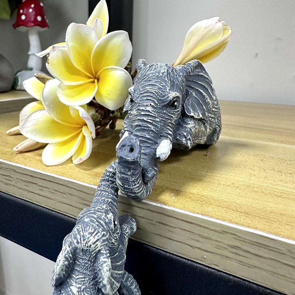 Elephant Set of 3 Unique Mother's Day and Thanksgiving Gifts Home Outdoor Decorative Small Ornaments Resin Hand-Painted Statues